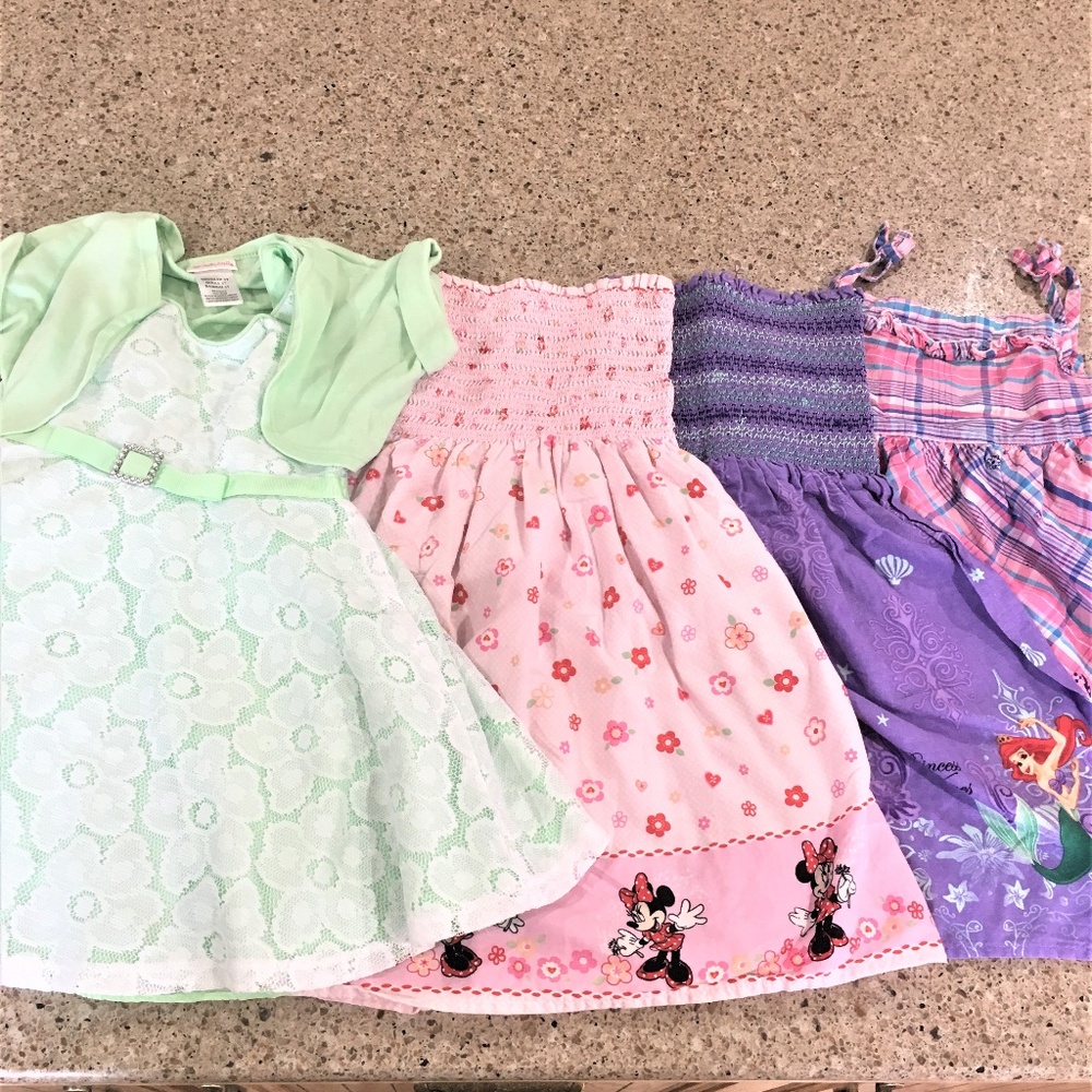 3T girls dresses. Minnie and Ariel (4 dresses)